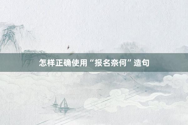 怎样正确使用“报名奈何”造句