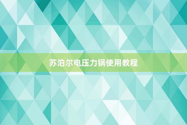 苏泊尔电压力锅使用教程